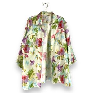 Dress Barn Womens Yellow Floral Cover Up Suit Jacket Size‎ 16W 497